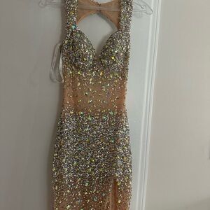 Elegant Crystal Embellished Dress